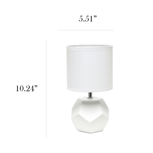 Simple Designs Round Prism Mini TableLamp w/Matching Fabric Shade LT2065-WHT